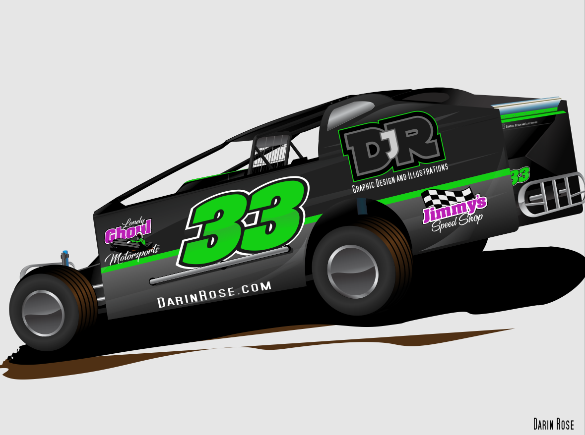 black and green dirt race car illustration