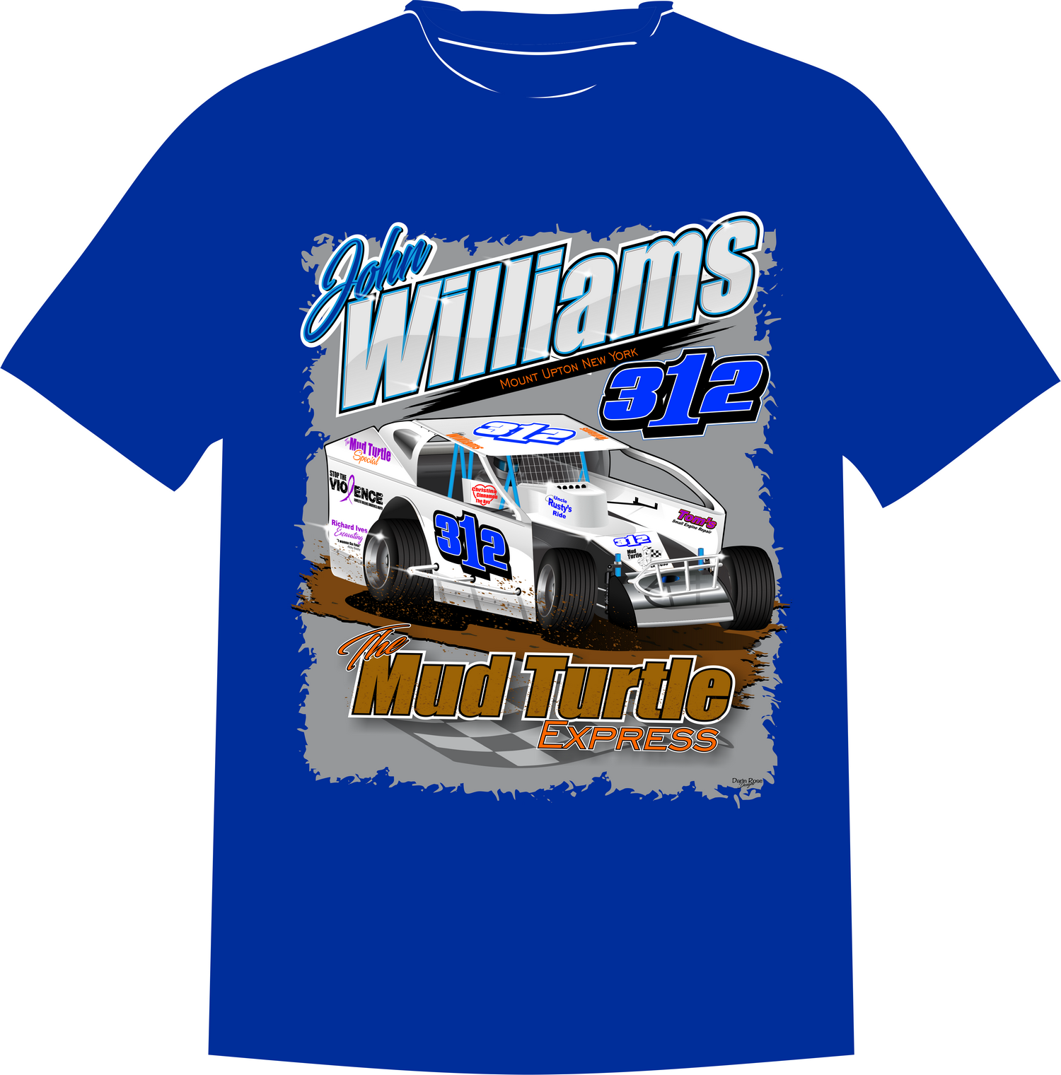 royal blue dirt race car shirt design