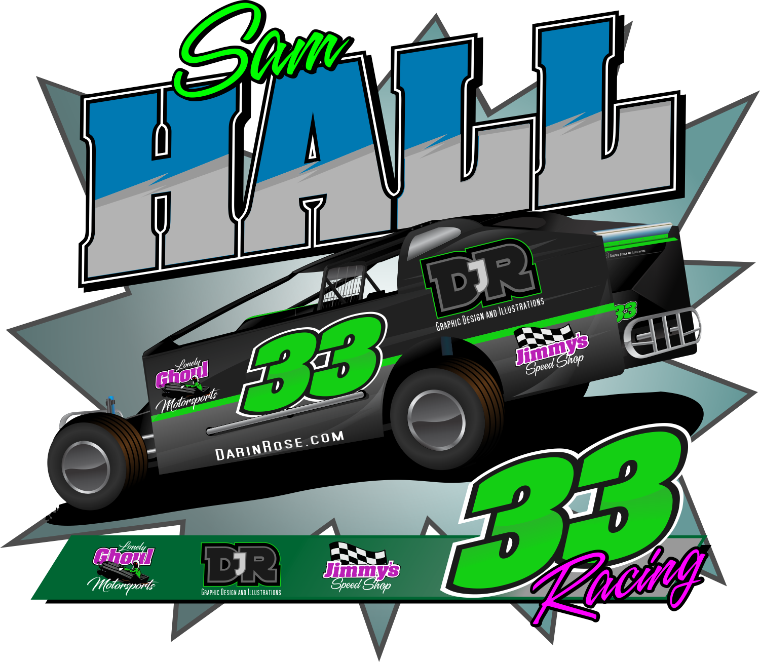 sam hall racing illustration