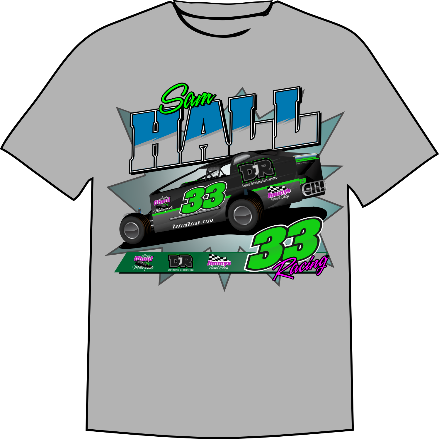 sam hall racing shirt design